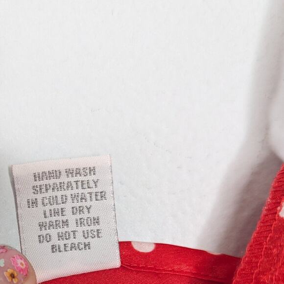 Body Drama Vintage 90's Red Satin Mini Slip Dress Polka Dot Collar Button Detail - Picture 5 of 9